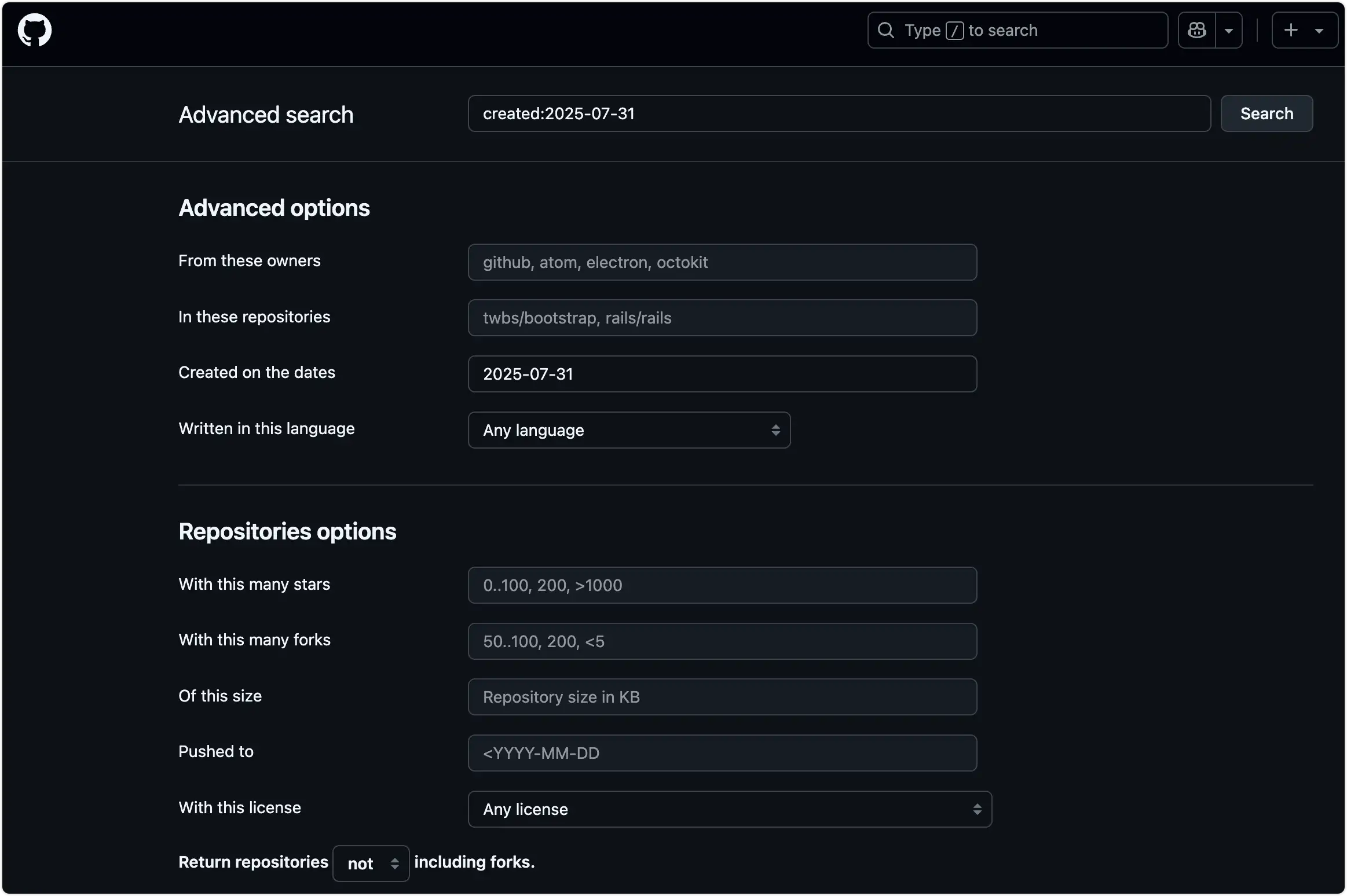 GitHub 项目筛选查询